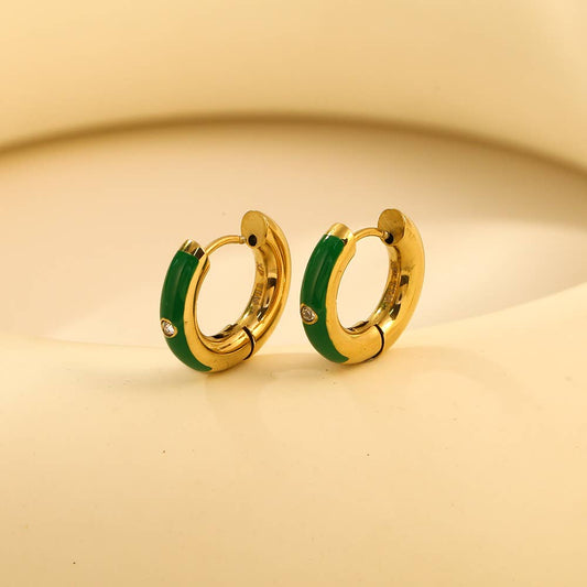 Green Hoop Earrings